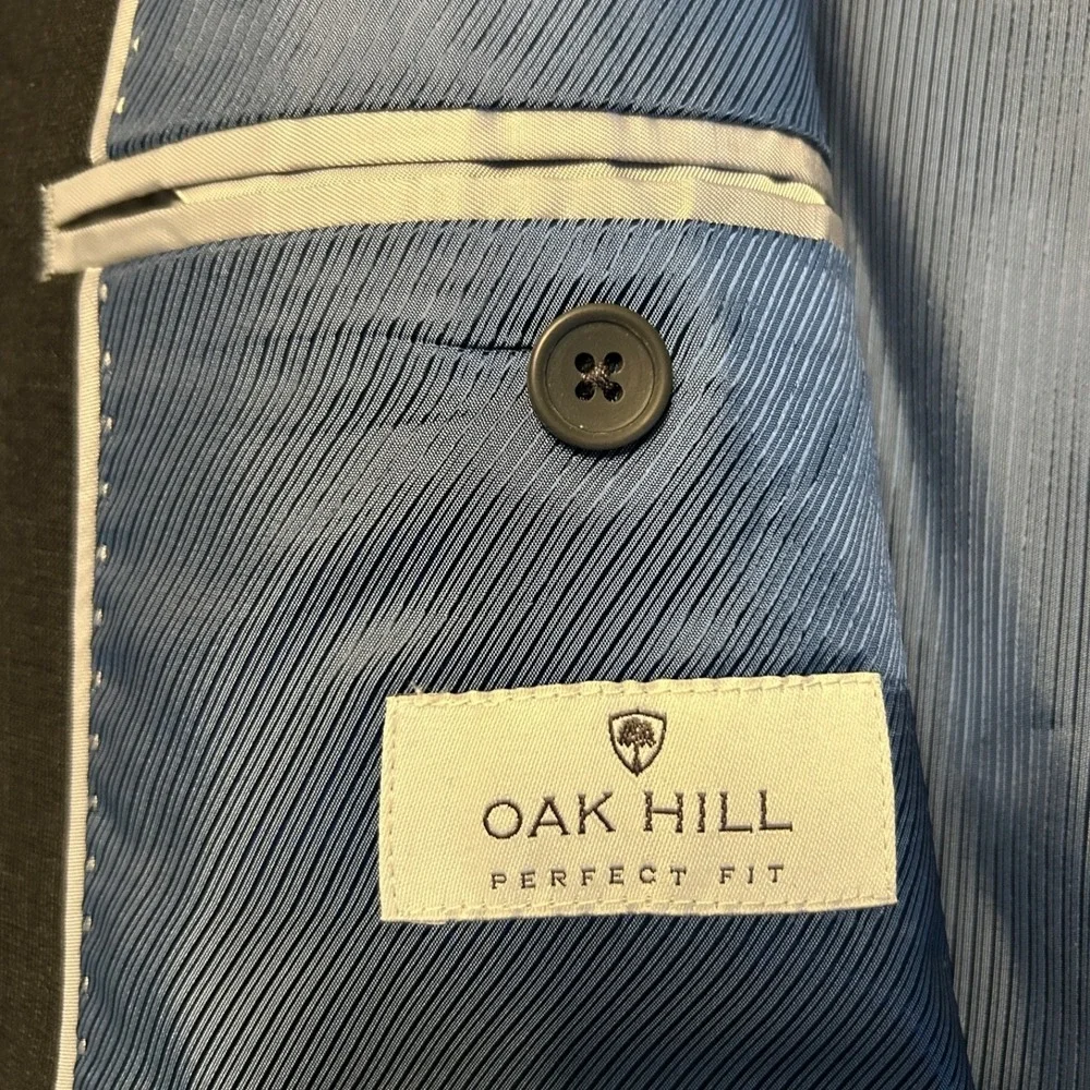 Oak Hill DXL Perfect Fit Blazer Mens 52L Gray Wool Blend Suit Jacket Sport Coat